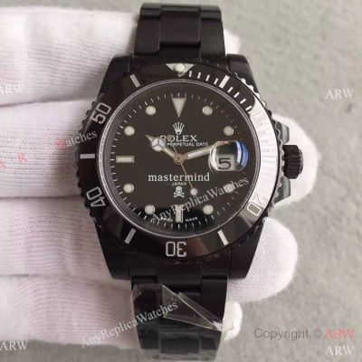 Copy Rolex Mastermind Submariner All Black Ceramic Bezel Watch